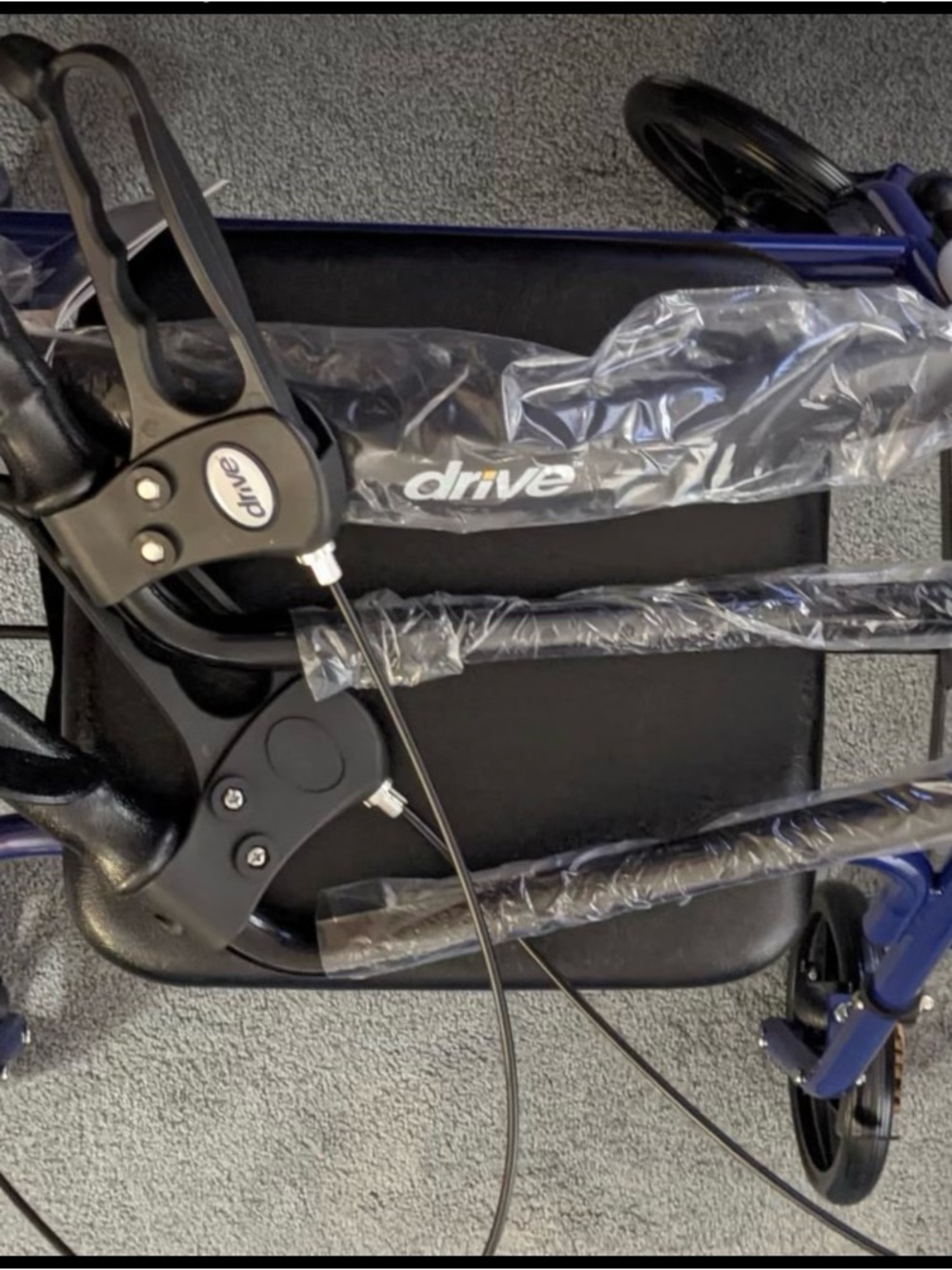 Drive Medical Blue Rolling Walker with Seat and Hand Brakes
